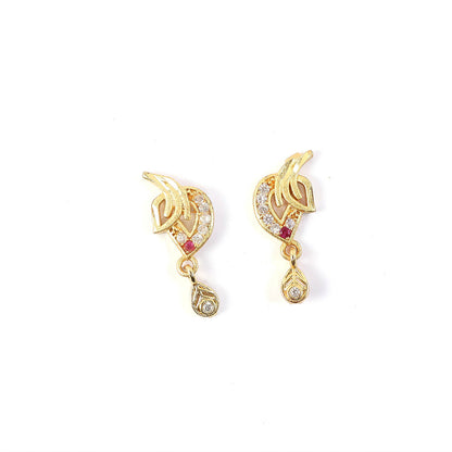 Luxury Curved Gold Earrings With Sparkling Stone Inlay And Elegant Drop Design