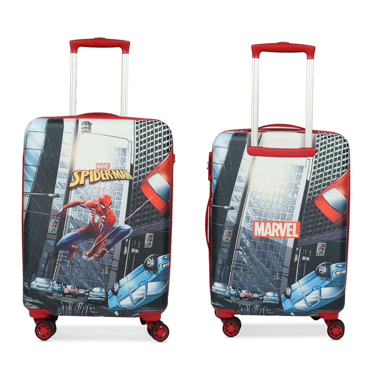 Novex Marvel Spiderman Kids Polycarbonate Trolley Bag for Boys Travel Luggage with 4 Spinner Wheel (22 Inch)