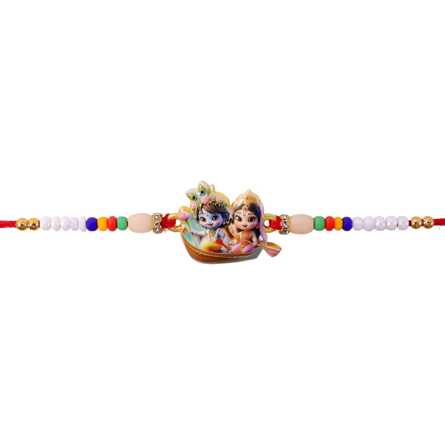 Lord Krishna Radha Rakhi Devotional Gift for Brother (5pcs)