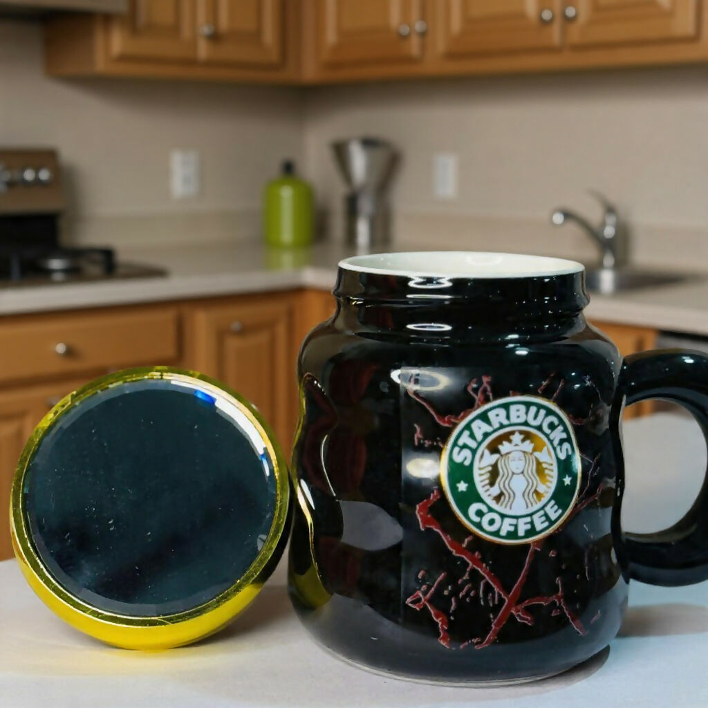 Ceramic Coffee Mug with Lid & Marble Design, Stylish Tea Cup (Color may vary)