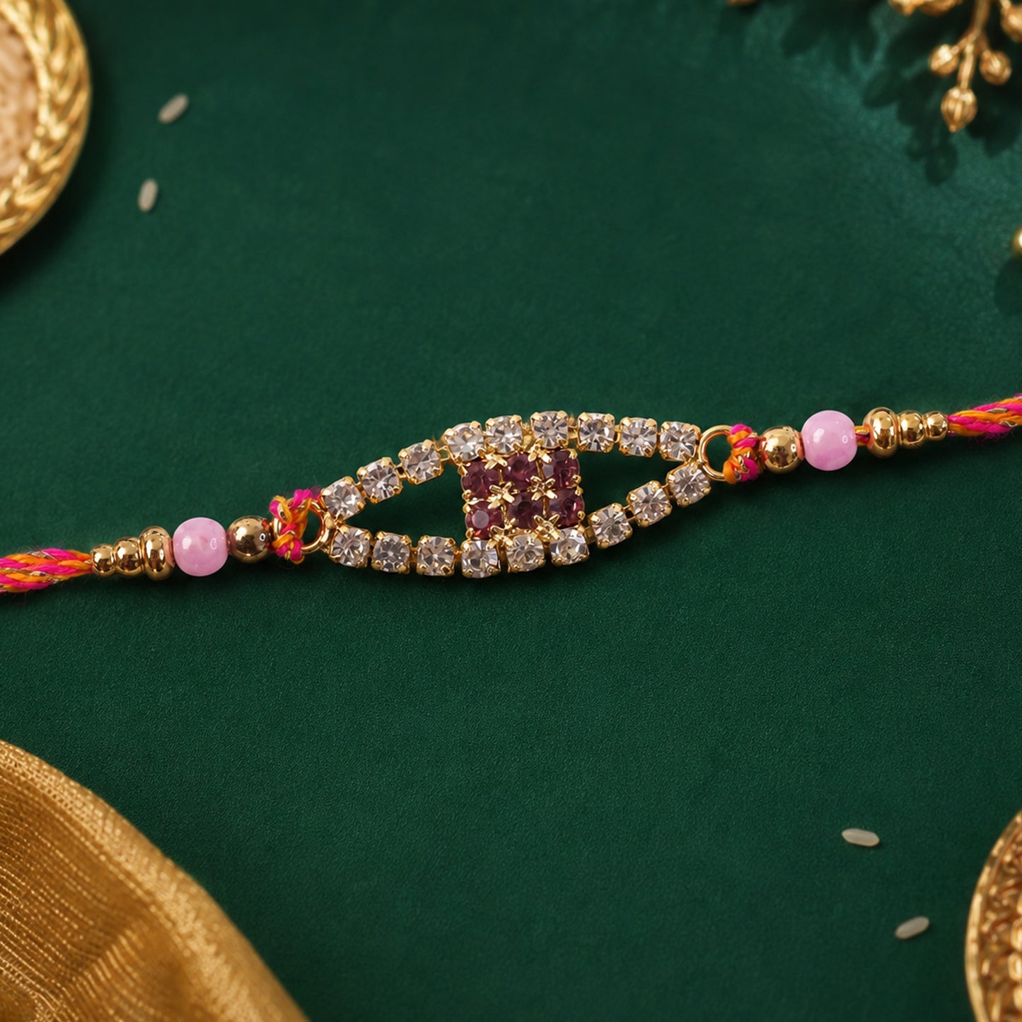 Open Oval Frame Rakhi with AD Stone Detailing (Pack of 6)