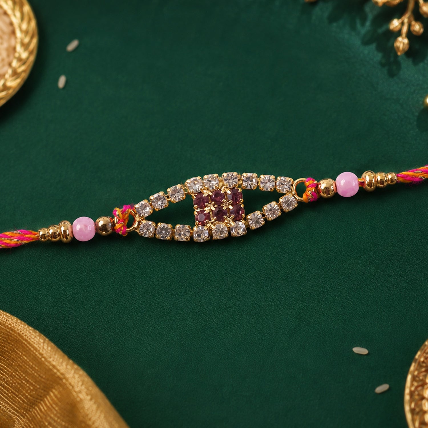Open Oval Frame Rakhi with AD Stone Detailing (Pack of 6)