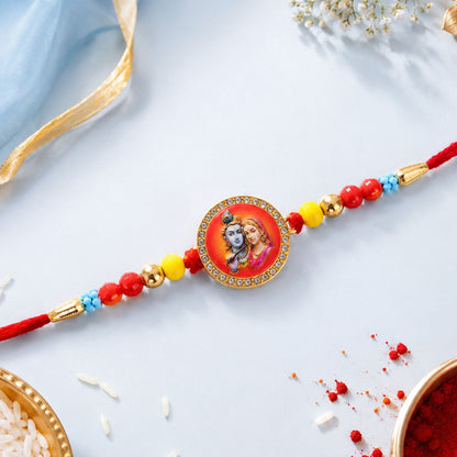 Radha Krishna Stone-Studded Rakhi for Brother Divine Design (10pcs)