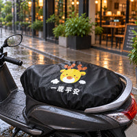 Scooter Seat Cover with Deer Print, Elastic Edge and Securing Straps (1 Pc)