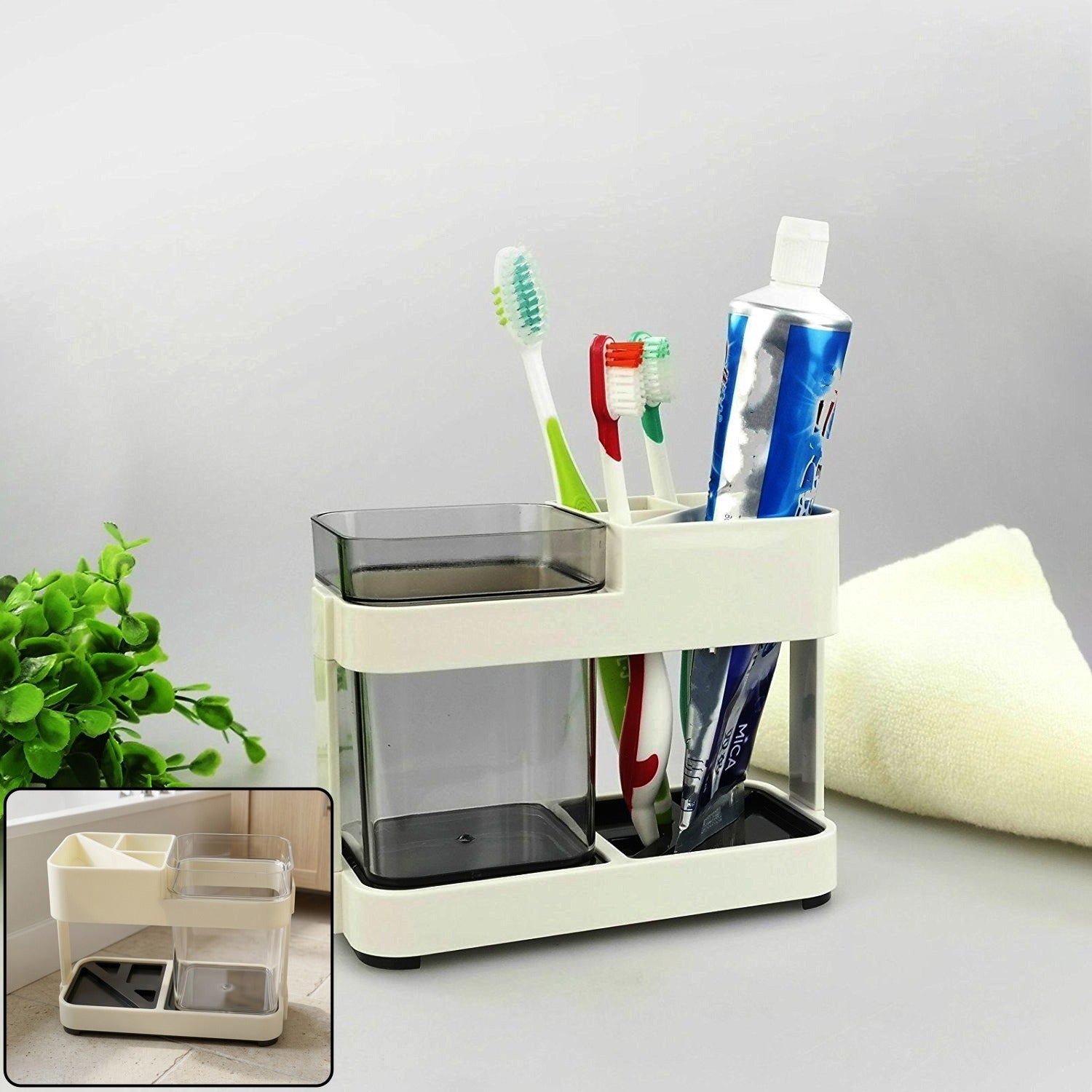 Multipurpose toothbrush & toothpaste stand holder full view