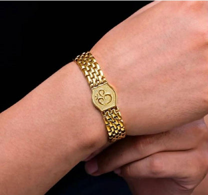 Om Premium Gold Brass Plated Bracelet | Spiritual Jewellery for Men &amp; Women