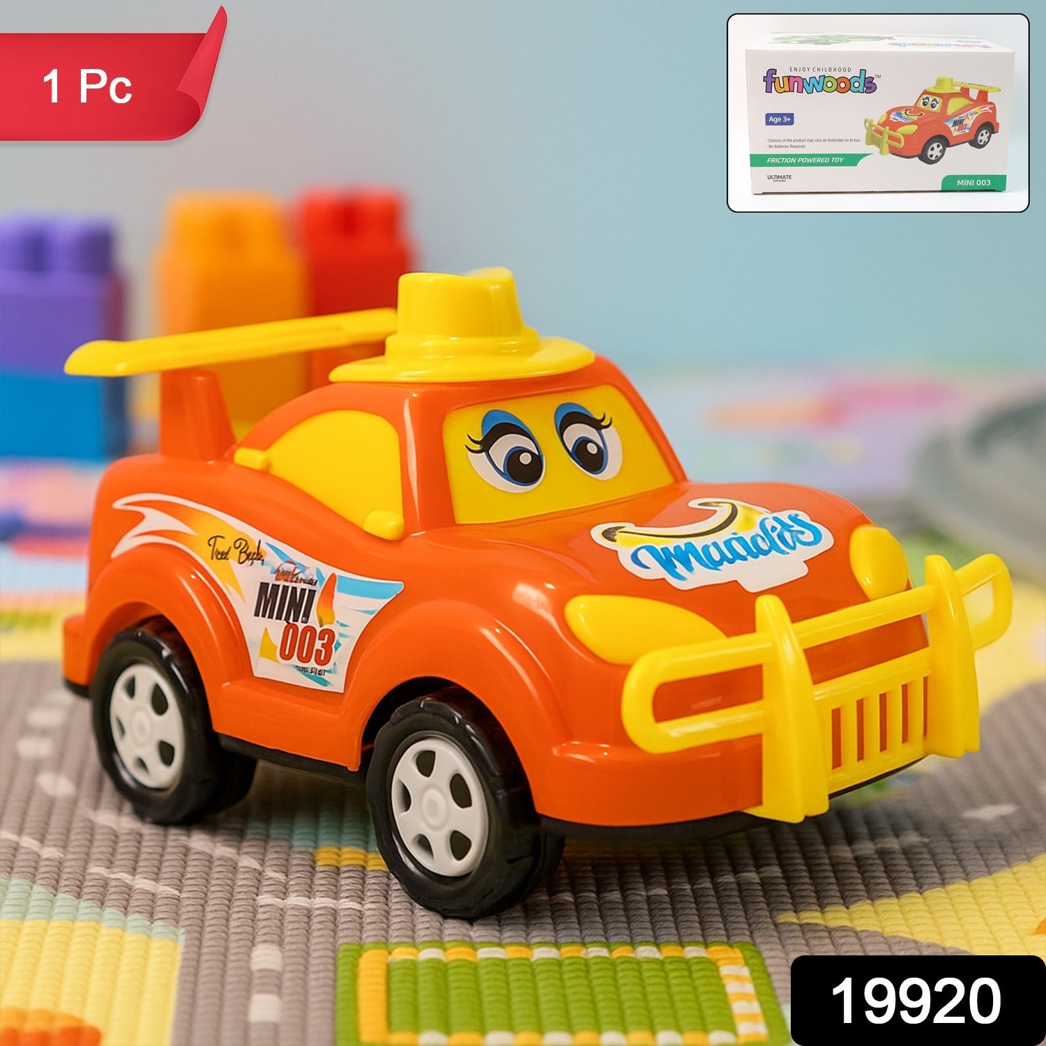 Funwoods Friction-Powered Cartoon Racing Car Toy - (1 Pc)