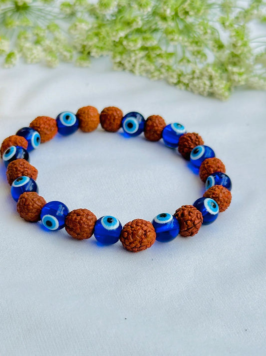 Evil Eye and Negative Energy Protect Bracelet (Rudraksh & Evil Eye)