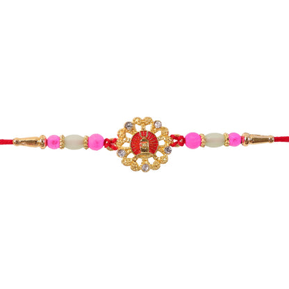 Shivling Trishul Rakhi with Stones & Beads Devotional Rakhi for Brother (5pcs)