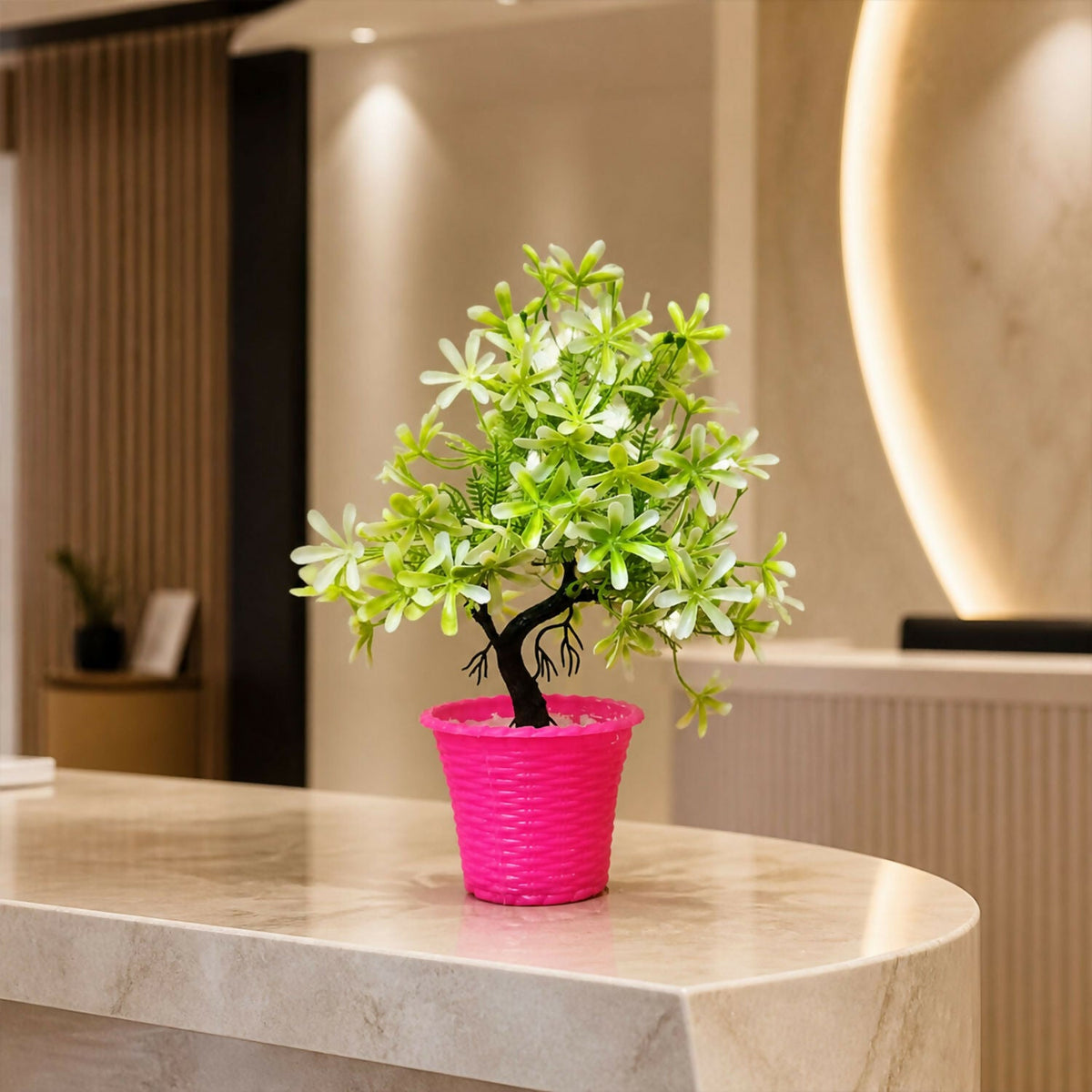Artificial Bonsai Flower Tree Decorative Pink Pot Home Office Table Centerpiece Decor