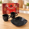 Ceramic Tea Cup Set – Includes Plastic Square Serving Platter