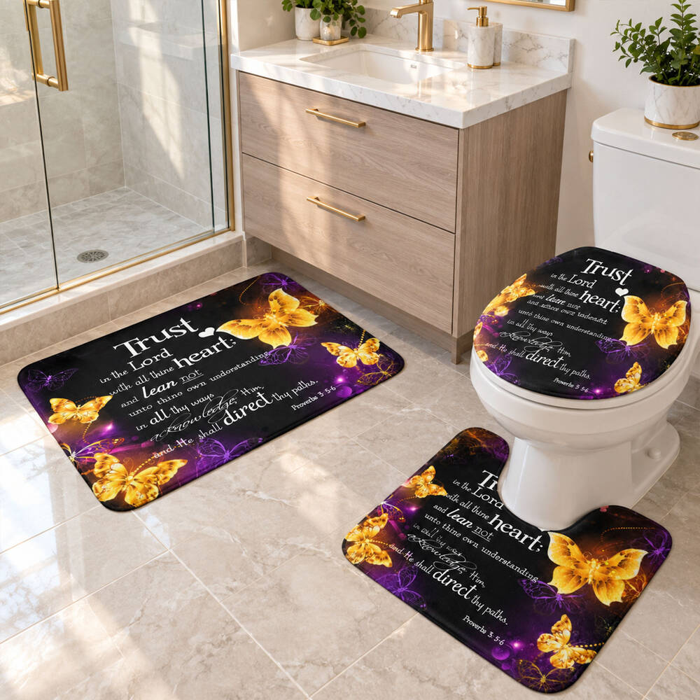 3 in 1 Bathroom Mat Set – Absorbent & Anti-Slip for Safety and Comfort