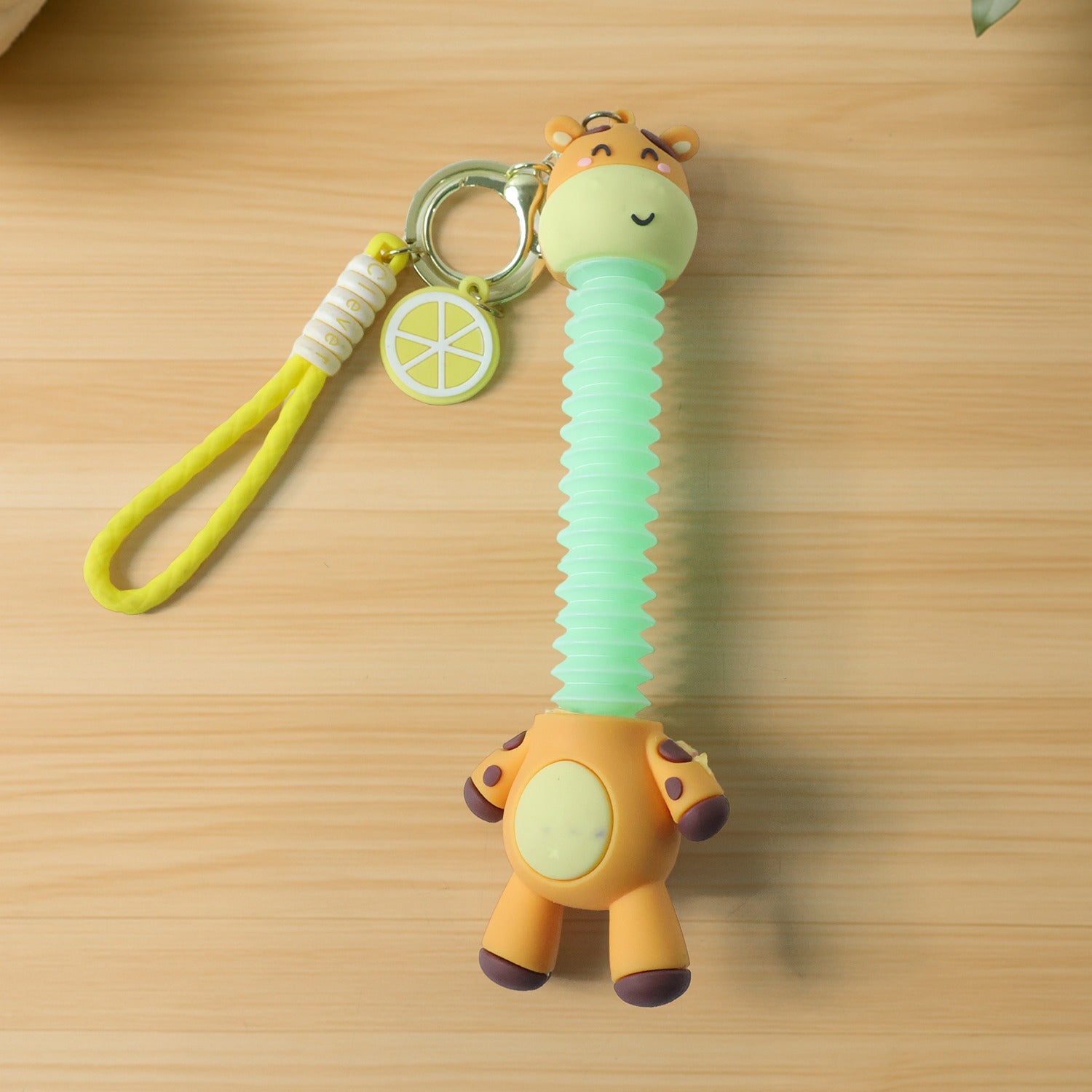 Cute Giraffe Cartoon Keychain with Flexible Neck & Wrist Strap