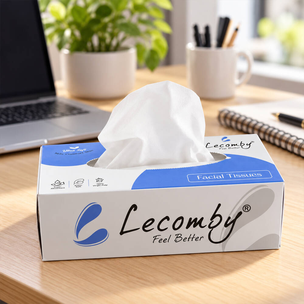 Soft Facial Tissue Paper Box, 2-Ply Pull-Out Tissues (1 Box)