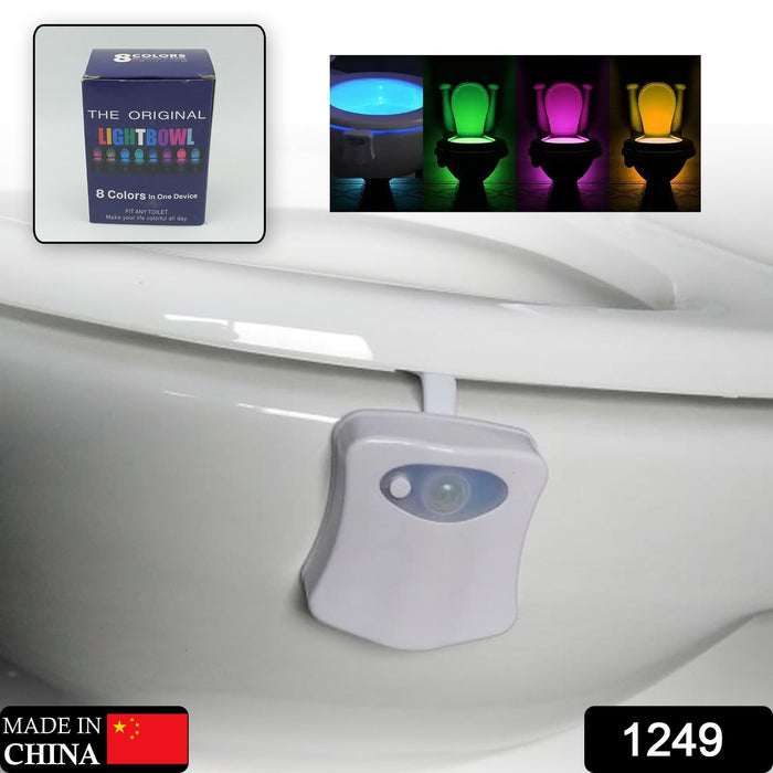 1249 Toilet Light, LED Toilet Bowl Light Toilet Cover Lamp Sturdy and Durable, Toilet Night Light 8 Colors In One Device Battery Operated, Bathroom Equipment for Bathroom for Home (1 Pc / Battery Not Included)