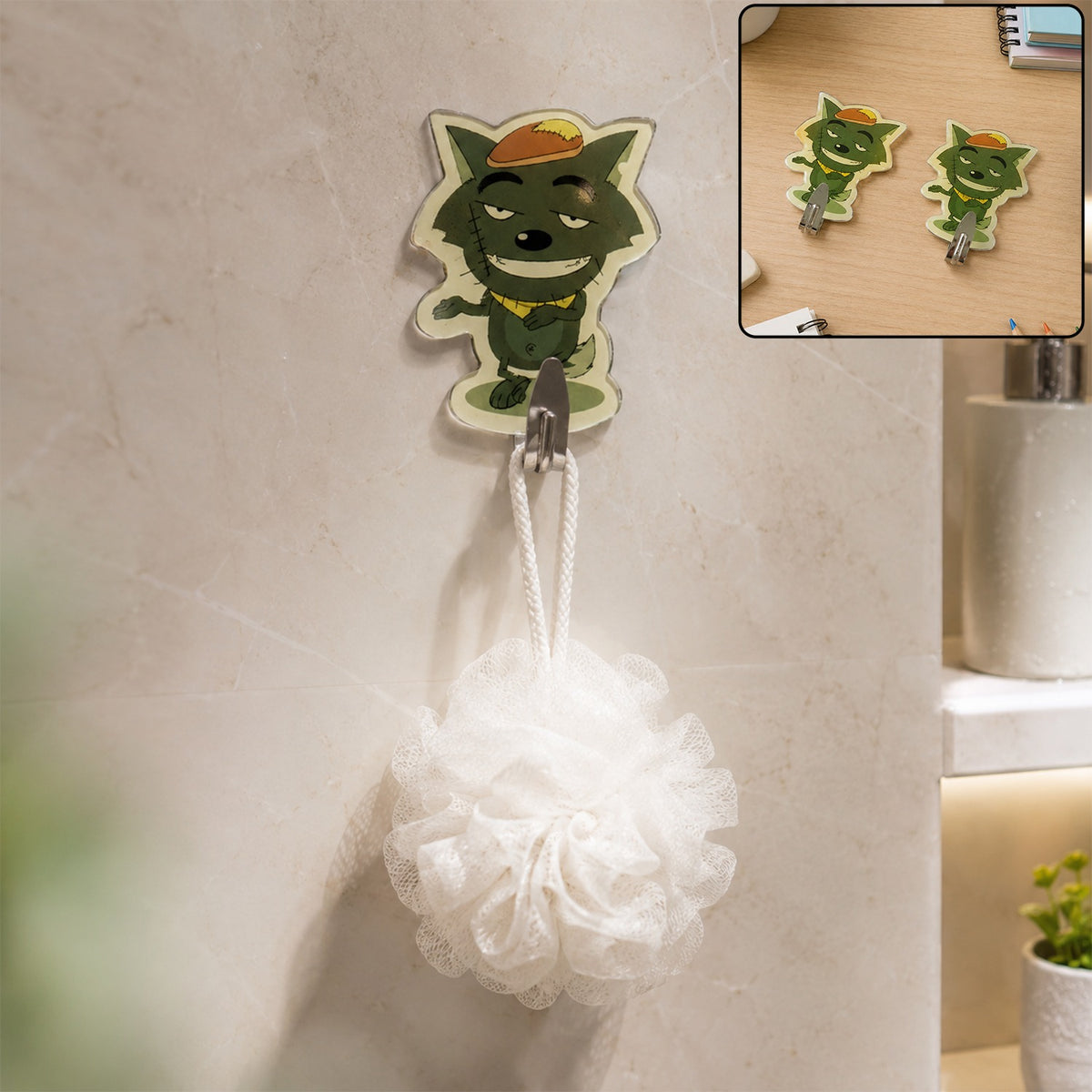 Cartoon Self Adhesive Wall Hooks for Kitchen Mixed Designs (2 Pc)