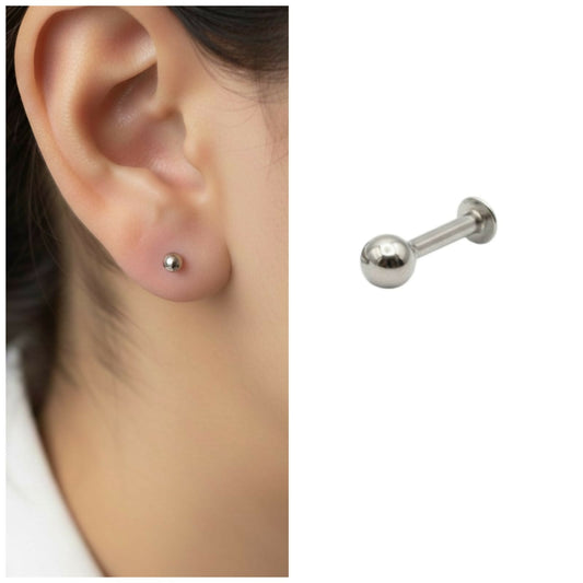 silver plated Back Stud Earring Internal Thread Labret for women and girls