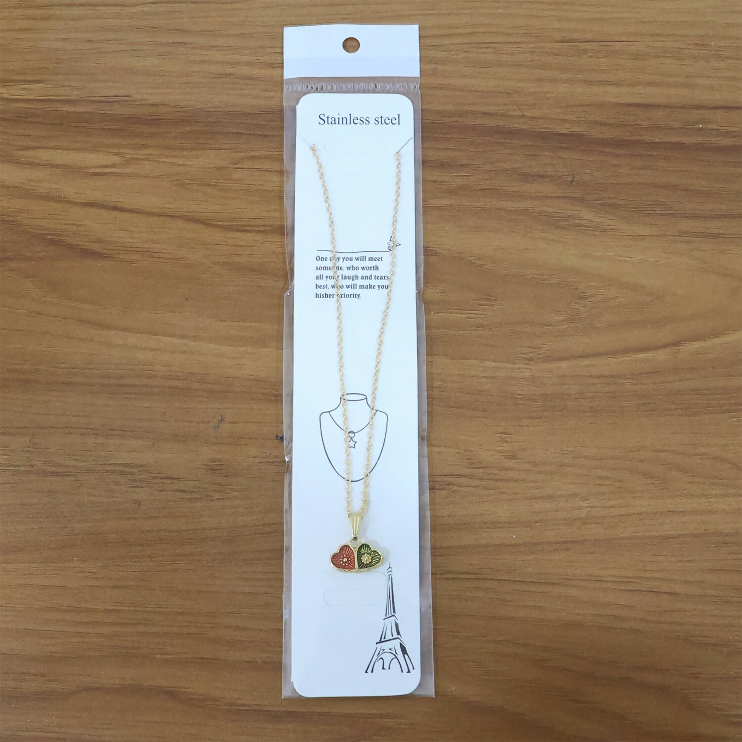 Elegant Dual Heart Design Pendant Necklace with Chain for Women