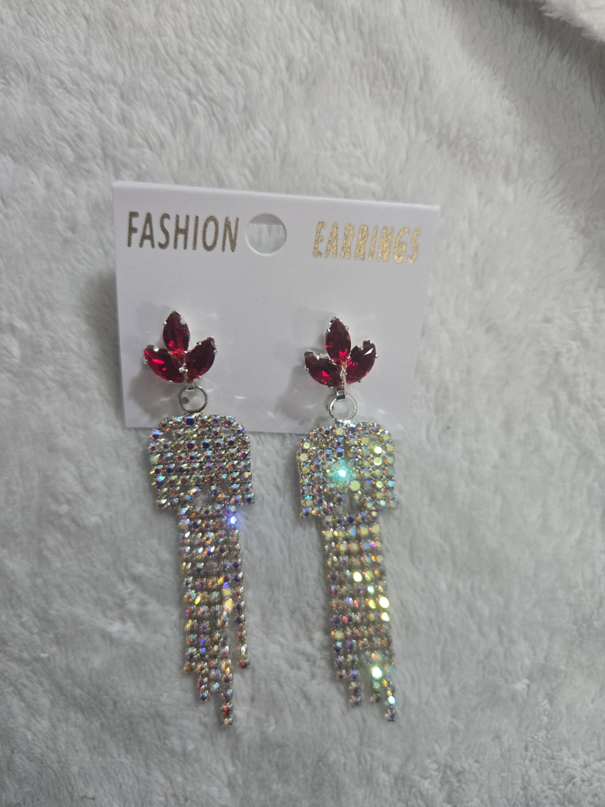 Red Stone Crystal Long Dangle Earrings for Women Party Wear Jewellery