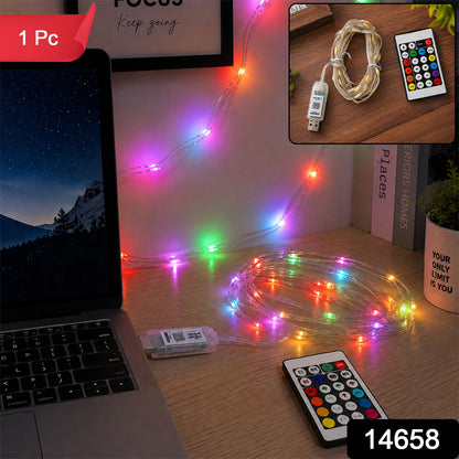 USB RGB LED Festival String Light with Remote Control for Home Decoration (1 Pc)