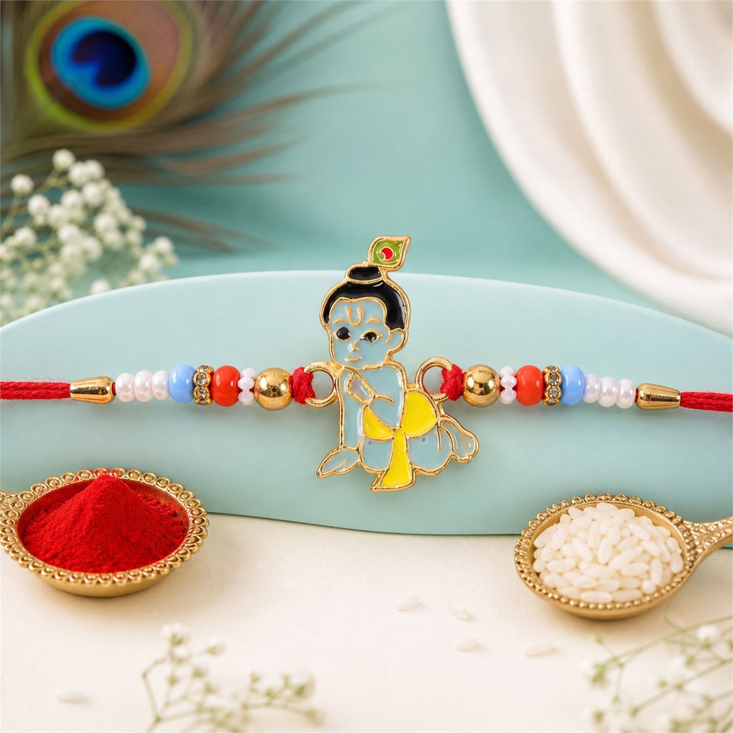 Bal Krishna Kids Rakhi with Butterscotch Chocolates, Pack of 3