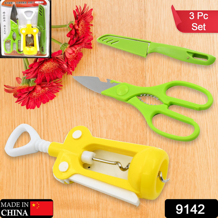 Multifunction Kitchen Tools Stainless Steel and Plastic Kitchen Knife and Scissor Ideal Accessory Set for Kitchen