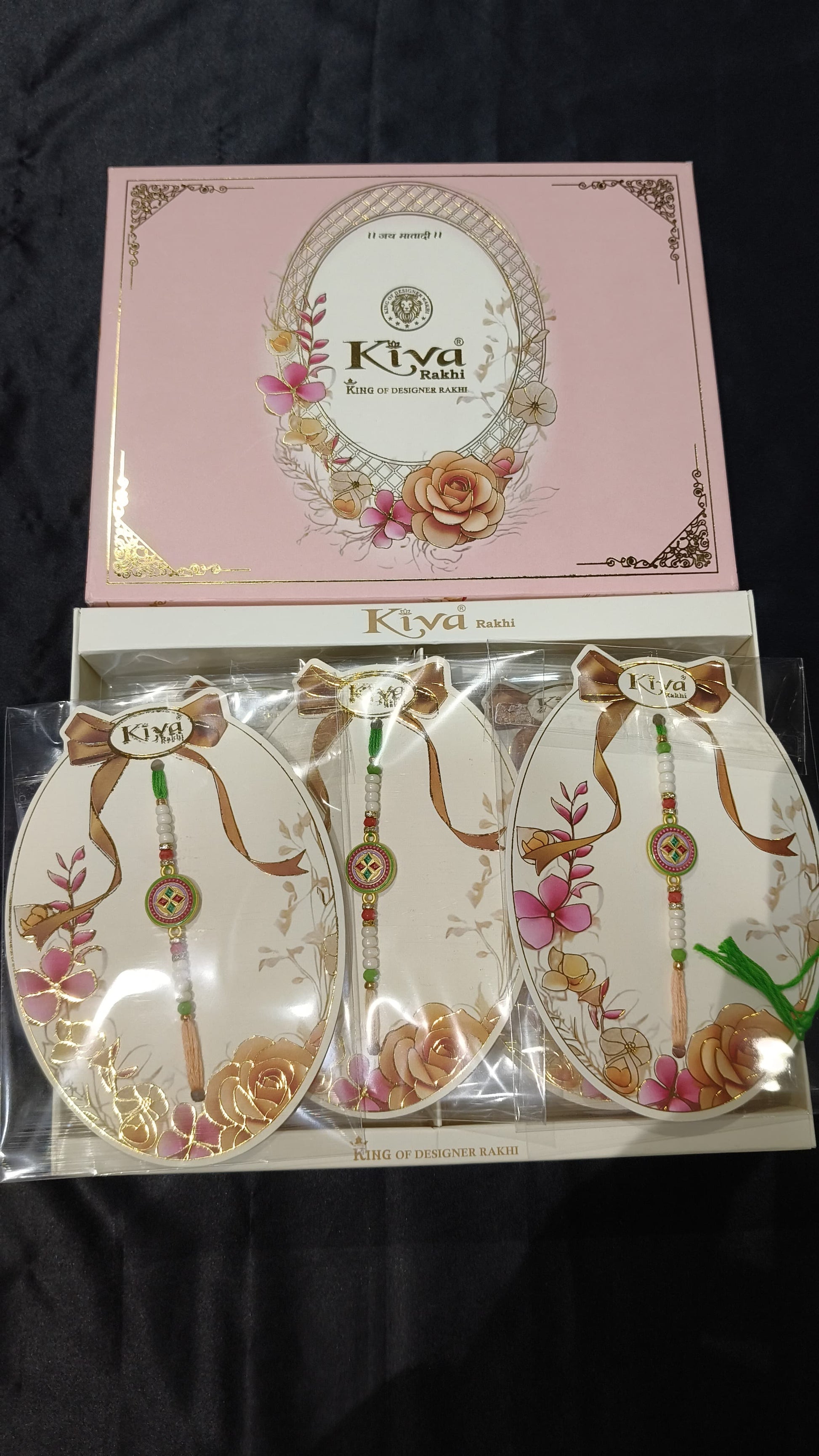 12 Pc Traditional Swastik Rakhi Set with Colorful Beads and Round Dial – Sacred Raksha Bandhan Gift Box for Brothers