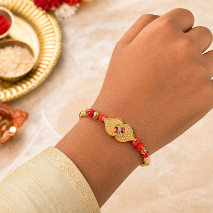 Designer Rakhi Leaf Floral Stone Beaded for Raksha Bandhan (5pcs)