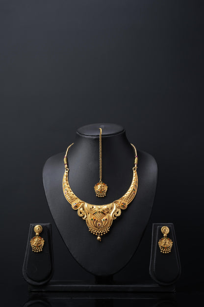 Women's Royal Choker Set with Earrings and Tika