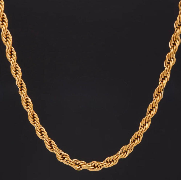 Gold Plated Rope Chain For Men and Women (Thin)