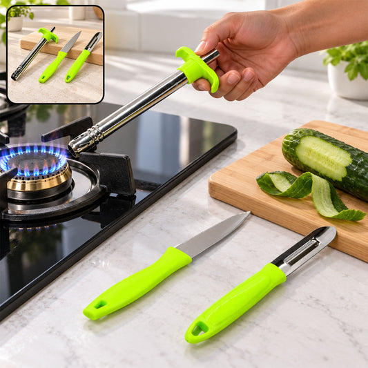 Ganesh 3-in-1 Kitchen Tool Set: Lighter, Knife & Peeler