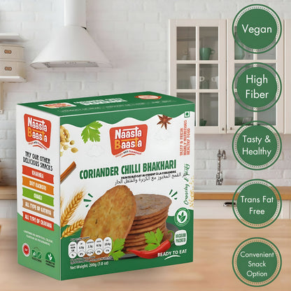 Naasta Baasta Coriander Chilli Bhakhari - Crispy Ready to Eat Snack (200 Gm)