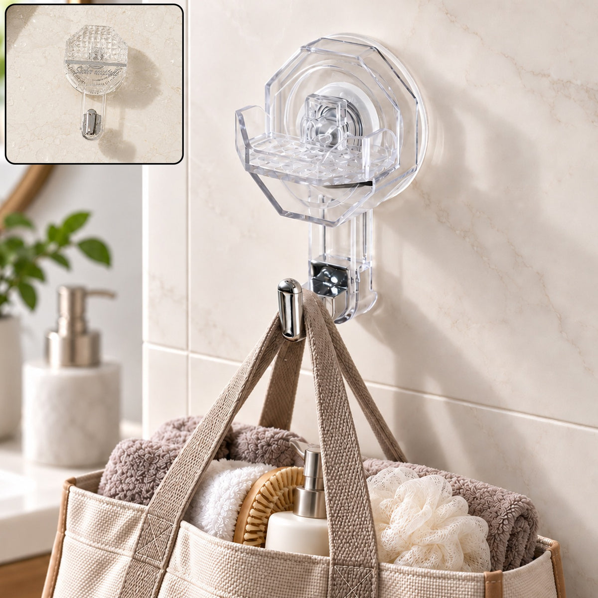 Transparent Multipurpose Suction Wall Hook for Bathroom, Kitchen and Home (1 Pc)