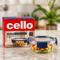 Cello 400ml Round Glass Food Storage Container with Smart Lock Lid (1 Pc)