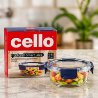 Cello 400ml Round Glass Food Storage Container with Smart Lock Lid (1 Pc)