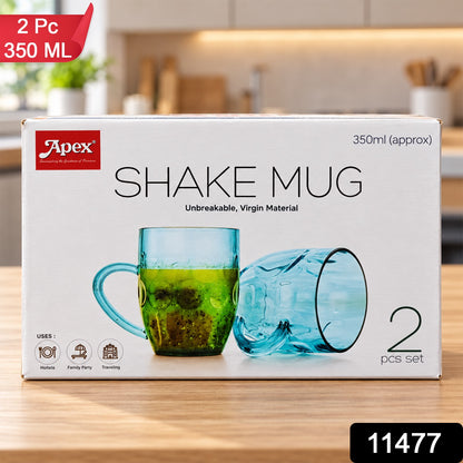 Apex Shake Mug Set for Kitchen, Juice, Lassi and Shake Mugs 350 ml (2 Pc Set)