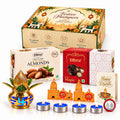 Diwali Gift Hamper with Choco Almonds Box & Choco Magic Box, Kalash, Tealights & Shubh-Labh Decor