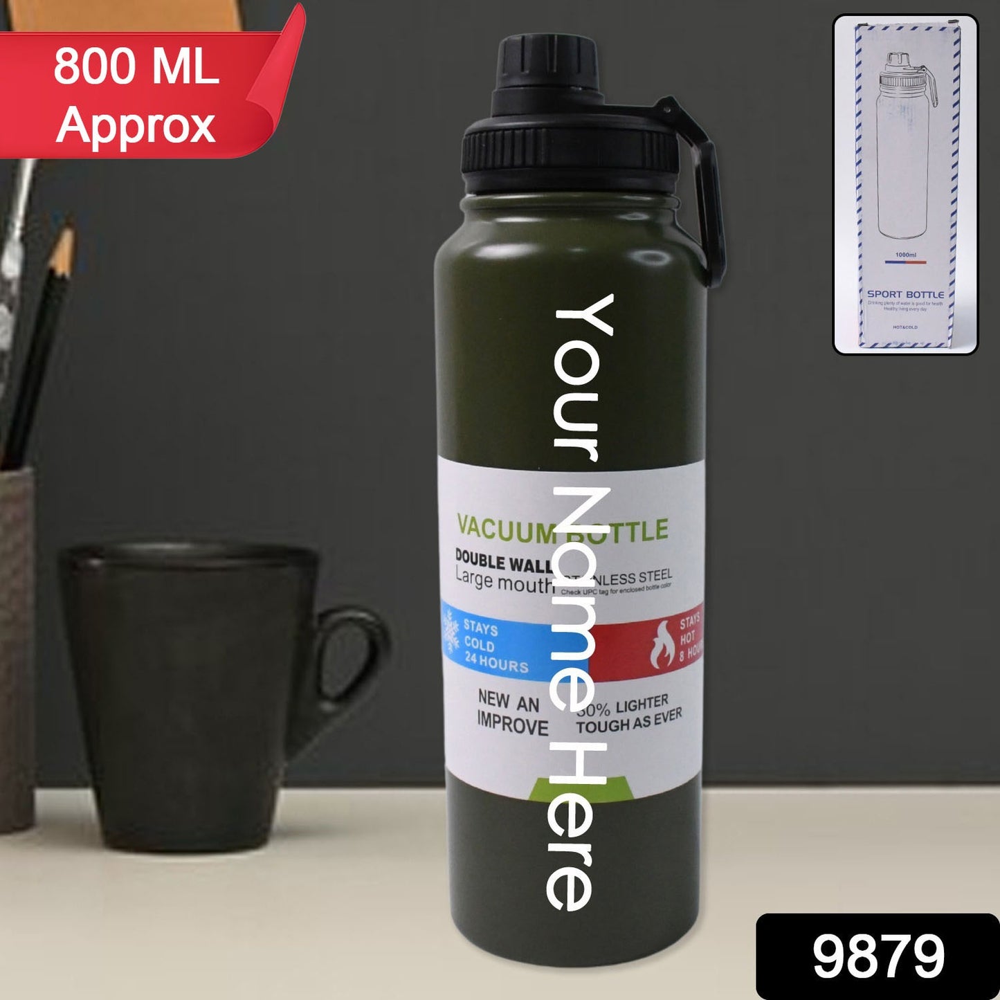 Customize Stainless Steel Double Wall Vacuum-Insulated Drink Water Bottle (800ML / Mix Color)