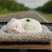 Premium White Sleeping Cat Dashboard Toy