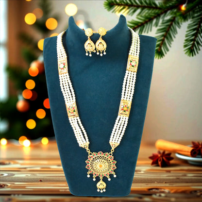 Elegant Moti Necklace Set - Timeless Pearl Beauty