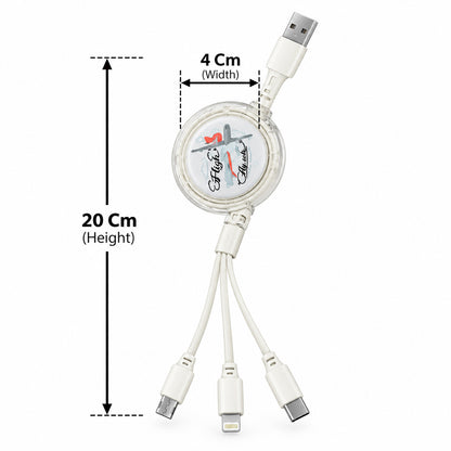 Retractable USB Charging Cable with Type-C, Micro USB and Lightning (3 in 1)
