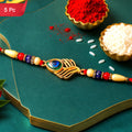 Peacock Rakhi Beaded Design for Brothers, Handcrafted (5pcs)