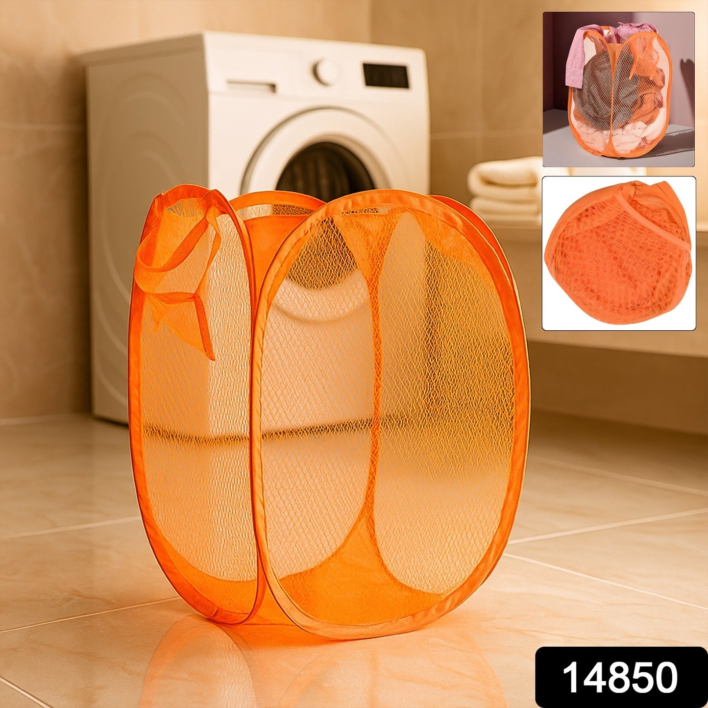Foldable Pop-Up Mesh Laundry Basket Hamper (1 Pc)