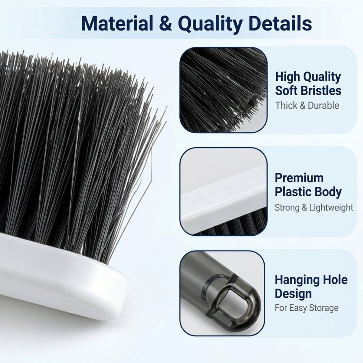 Household Cleaning Hand Brush with Soft Bristles and Grip (1 Pc, 36x8 Cm)