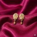 Gold Plated Floral Drop Earrings – Matte Finish with AD Accents