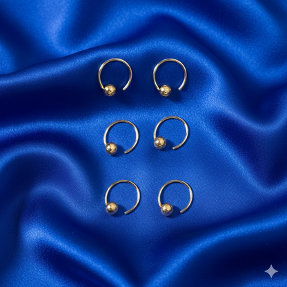 Gold Ball Nose Stud Nosering Laung Koka Nathni combo pack of 6 for women and girls