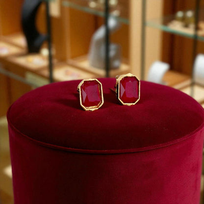 Regal Gold-Toned Choker Set with Ruby/Maroon Stones