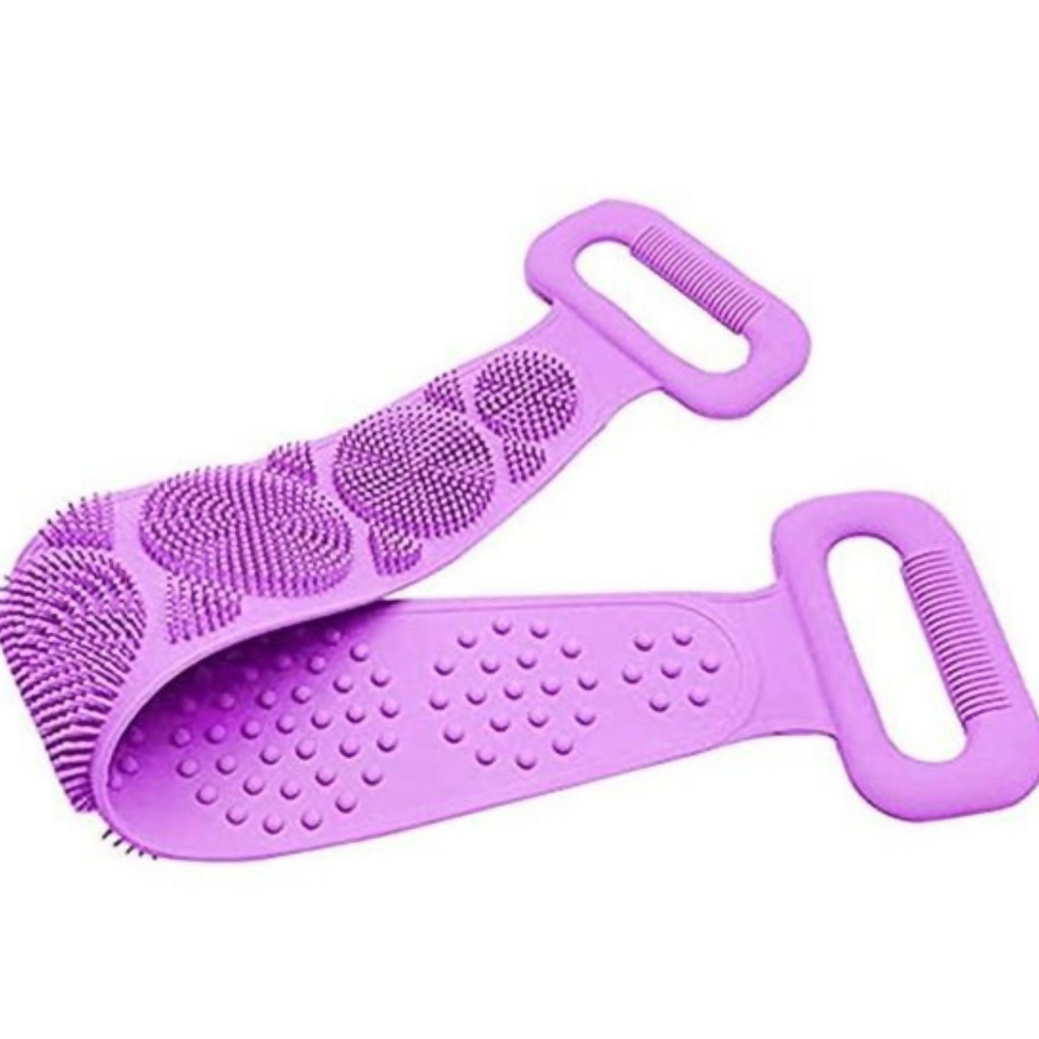 Set of 4 Silicone Bath Body Scrub Belt | Double-Sided Exfoliating Back Scrubber with Handle | Soft Food-Grade Silicone Massage Brush for Deep Cleaning, Dead Skin Removal & Relaxing Bath Experience