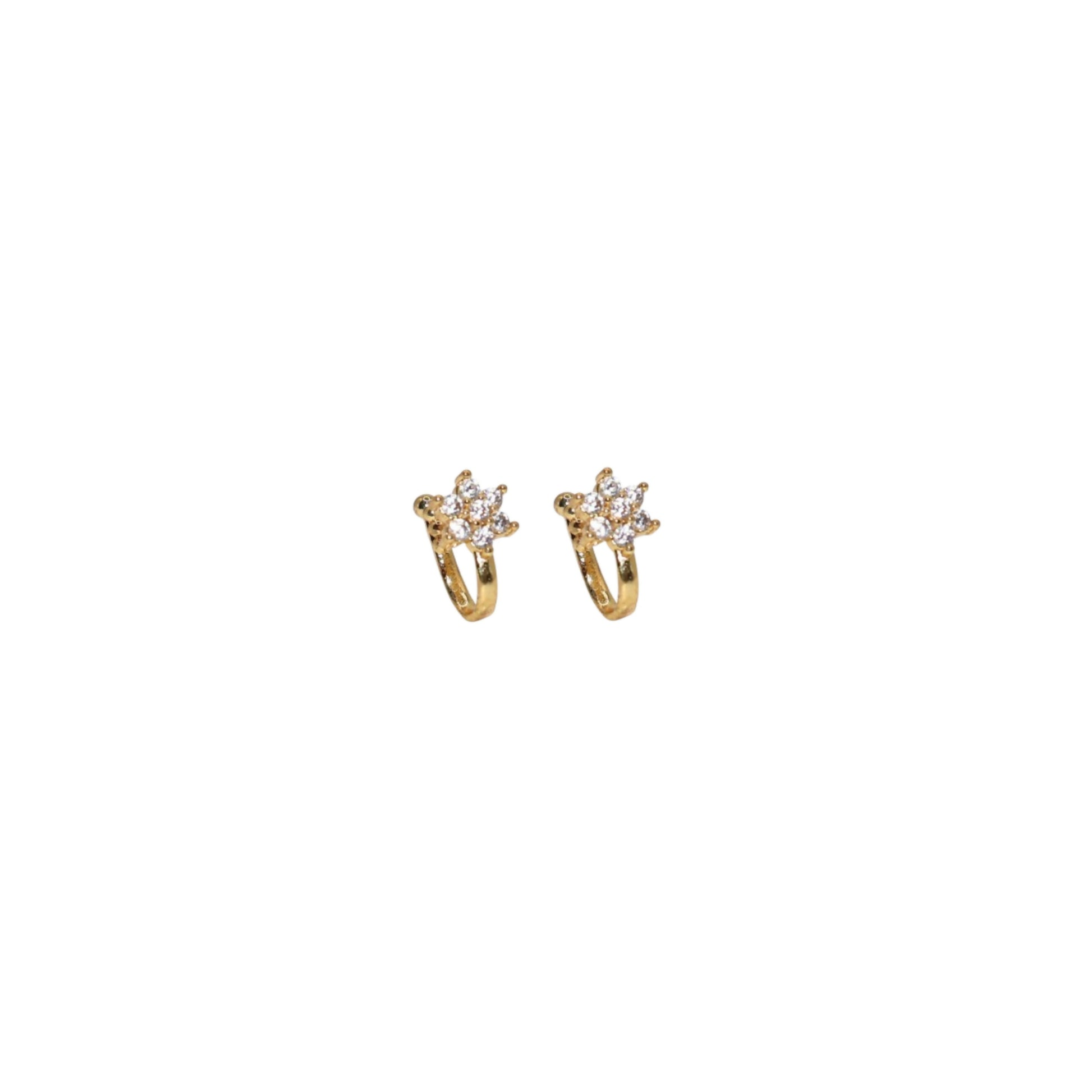 Gold Plated Floral Crystal Clip-On Nosepin for women and girls combo pack of 2