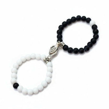 Side view of Trendy Couple Hand Bracelet showcasing details